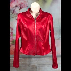 90s Red Silk Zip-Up